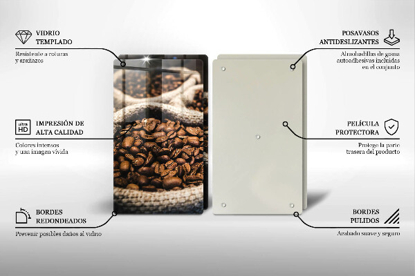 Tábua de corte de vidro Sacos de grãos de café