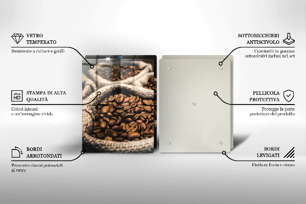 Tábua de corte de vidro Sacos de grãos de café
