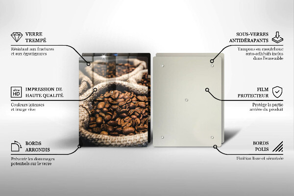 Tábua de corte de vidro Sacos de grãos de café