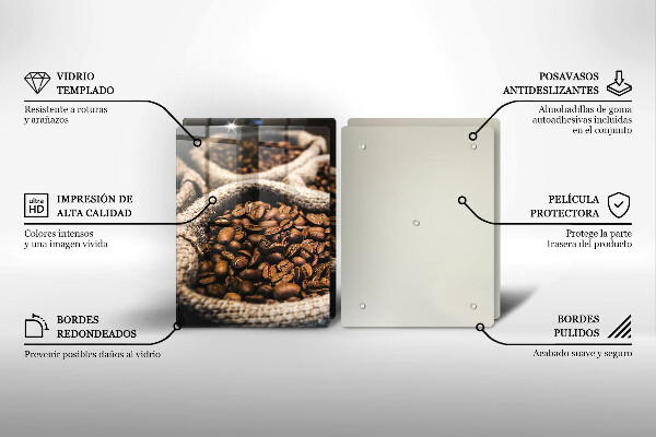 Tábua de corte de vidro Sacos de grãos de café