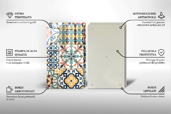 Tábua de corte de vidro Azulejos decorativos
