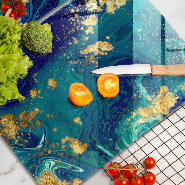 Tábua de vidro Abstração com ouro