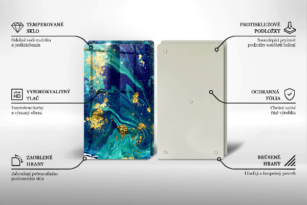 Tábua de vidro Abstração com ouro