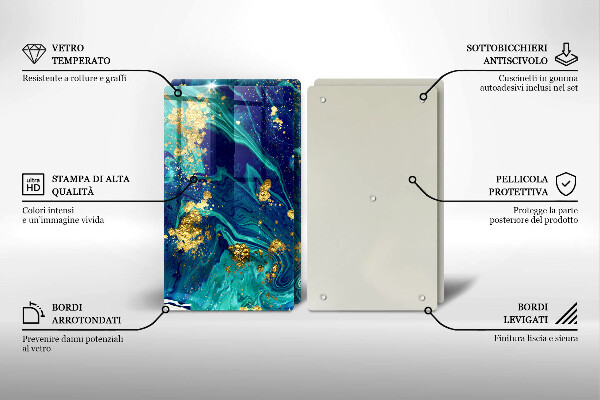 Tábua de vidro Abstração com ouro