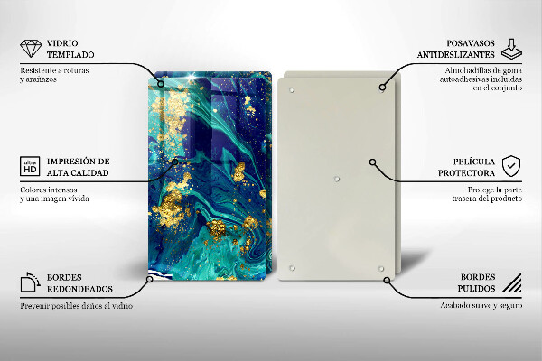 Tábua de vidro Abstração com ouro