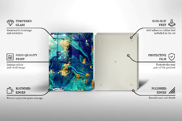 Tábua de vidro Abstração com ouro