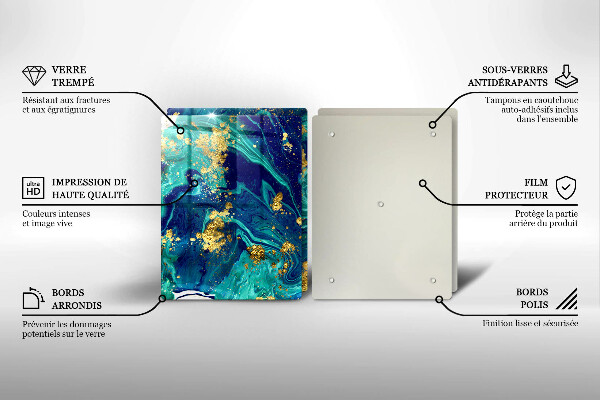 Tábua de vidro Abstração com ouro