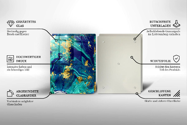 Tábua de vidro Abstração com ouro