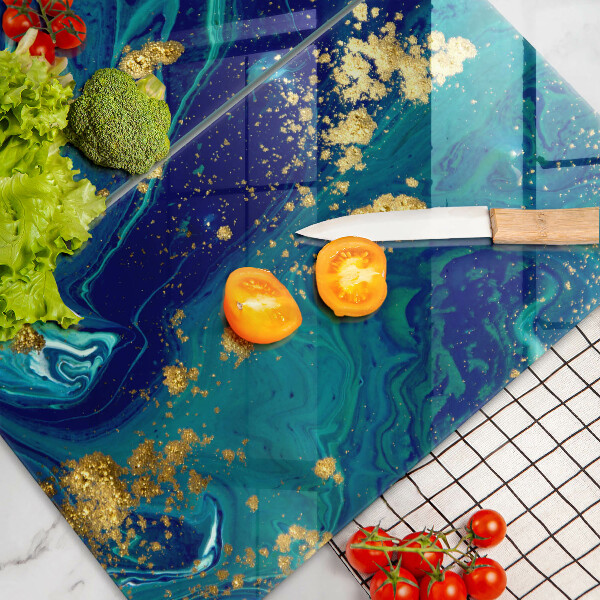 Tábua de vidro Abstração com ouro