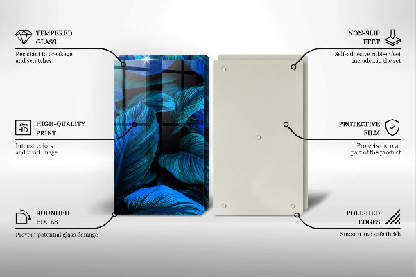 Tábua de cortar alimentos Folhas de vegetação da selva