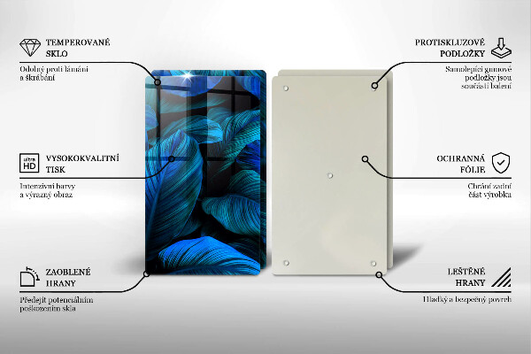 Tábua de cortar alimentos Folhas de vegetação da selva