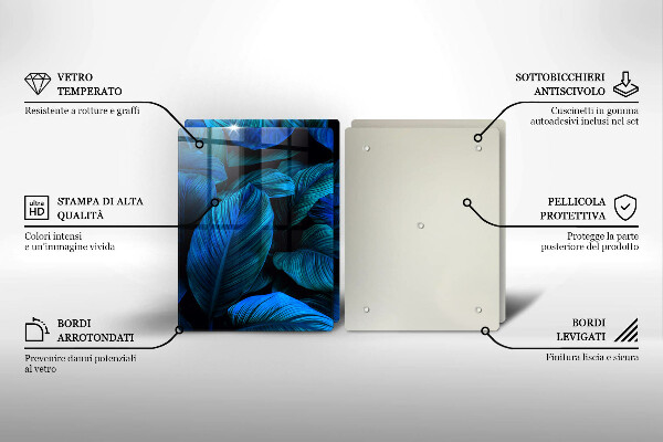 Tábua de cortar alimentos Folhas de vegetação da selva