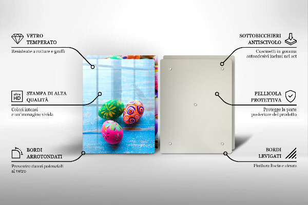 Tábua de corte de vidro ovos de páscoa