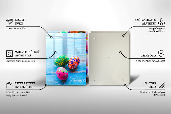 Tábua de corte de vidro ovos de páscoa