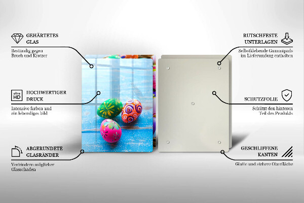 Tábua de corte de vidro ovos de páscoa