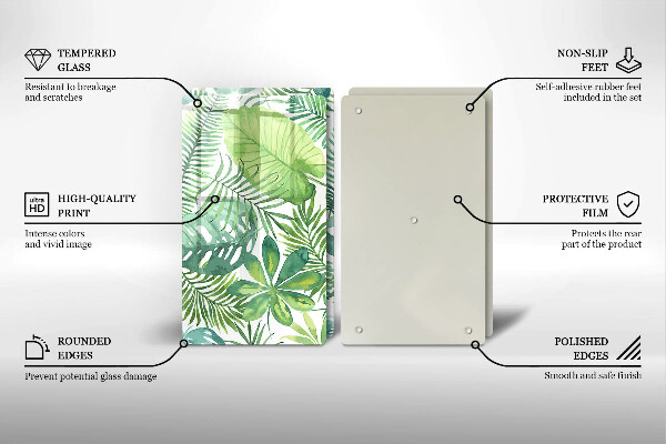 Tábua cozinha Folhas boho em aquarela