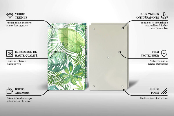 Tábua cozinha Folhas boho em aquarela