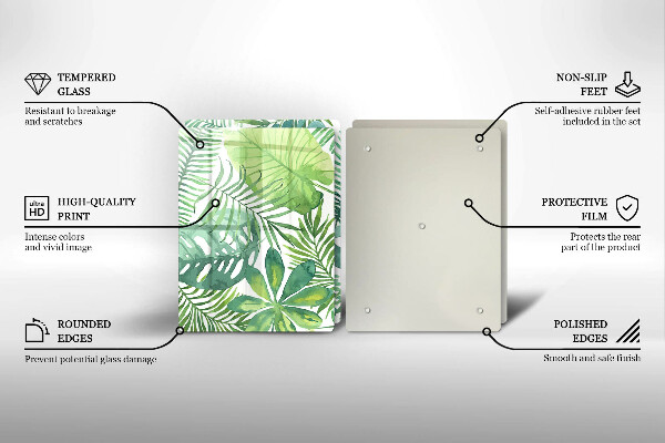 Tábua cozinha Folhas boho em aquarela