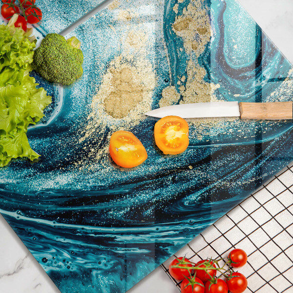 Tábua para cozinha Azul abstrato dourado