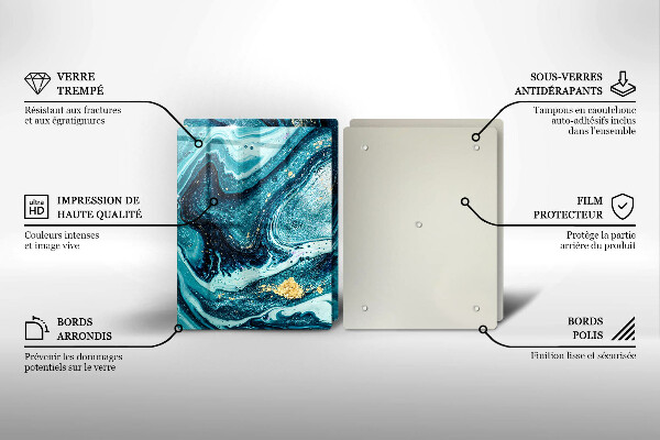 Tábua para cozinha Azul abstrato dourado