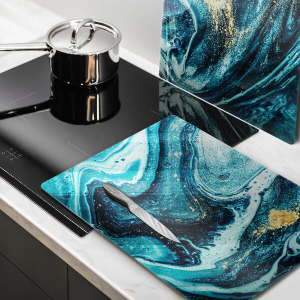 Tábua para cozinha Azul abstrato dourado