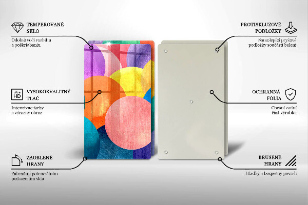 Tábua de corte de vidro Círculos coloridos