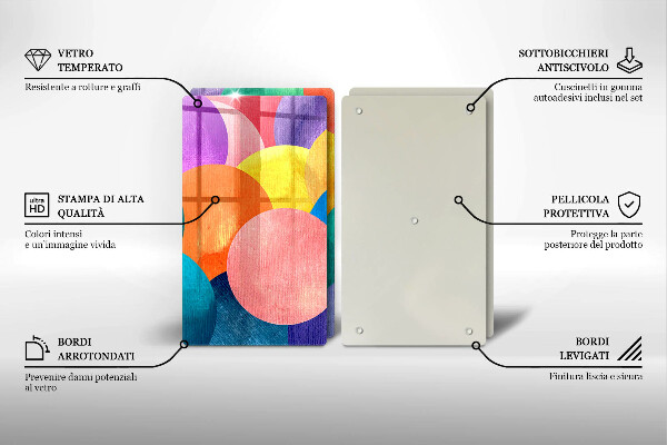 Tábua de corte de vidro Círculos coloridos