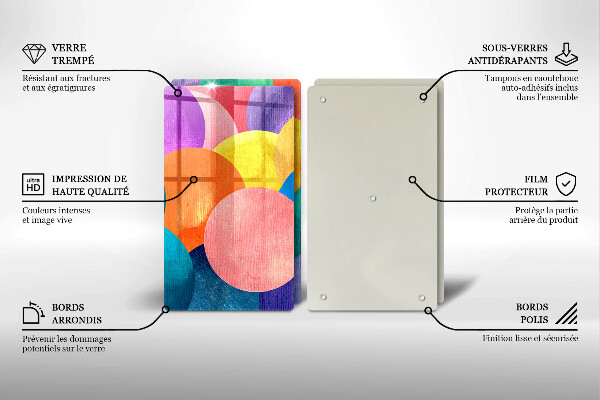 Tábua de corte de vidro Círculos coloridos