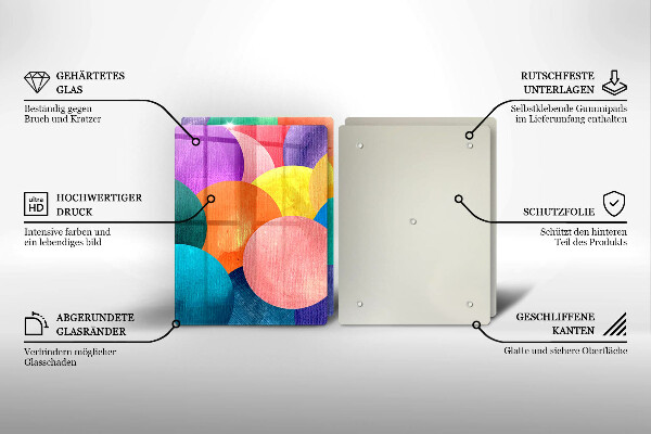 Tábua de corte de vidro Círculos coloridos