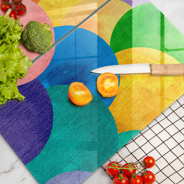 Tábua de corte de vidro Círculos coloridos