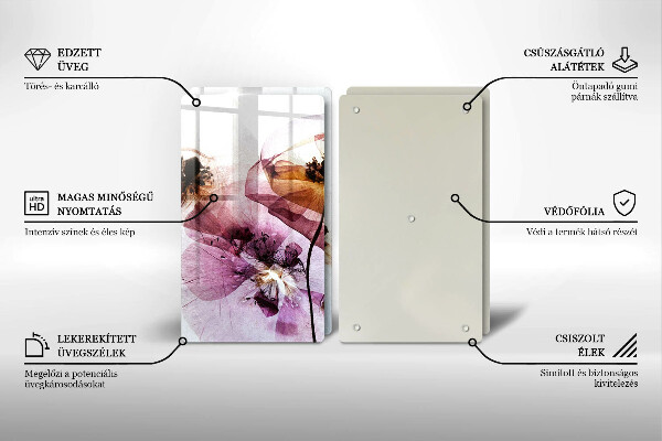 Tábua de vidro Flores delicadas