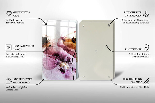 Tábua de vidro Flores delicadas