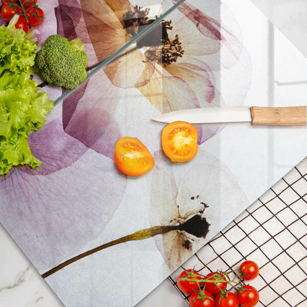 Tábua de vidro Flores delicadas