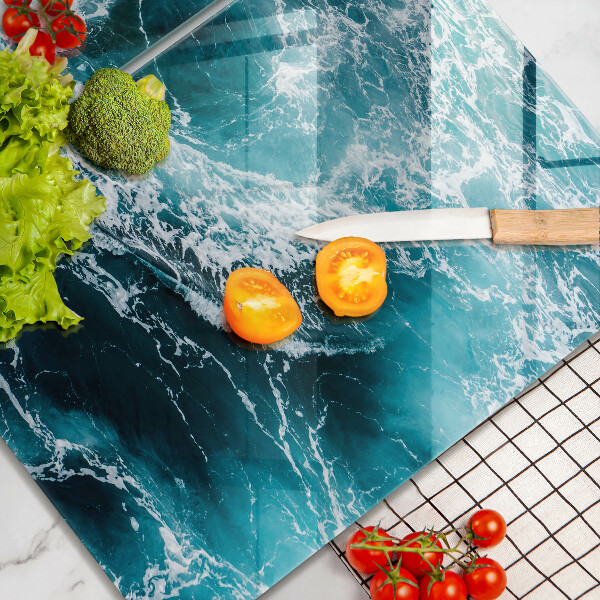 Tábua de cortar de vidro Ondas espumosas de água