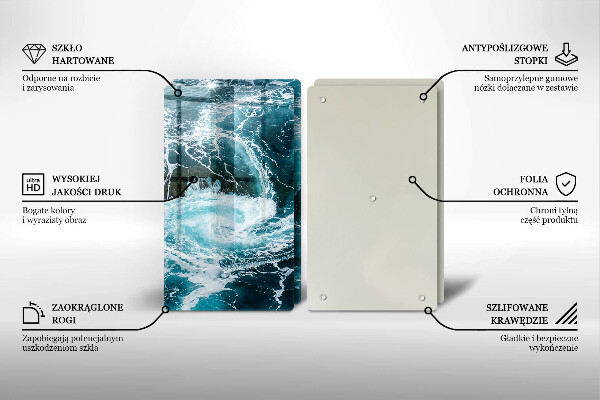 Tábua de cortar de vidro Ondas espumosas de água