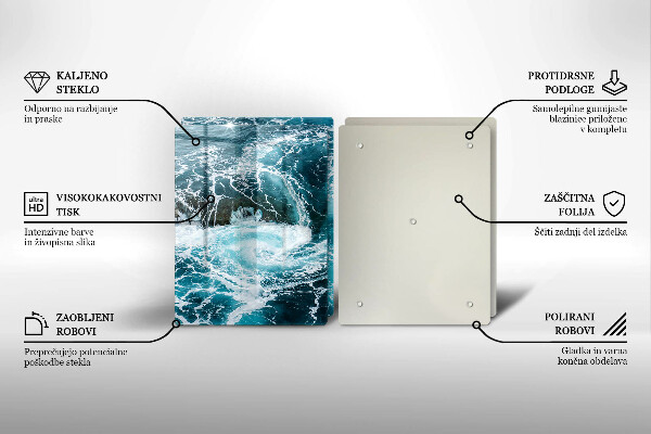 Tábua de cortar de vidro Ondas espumosas de água