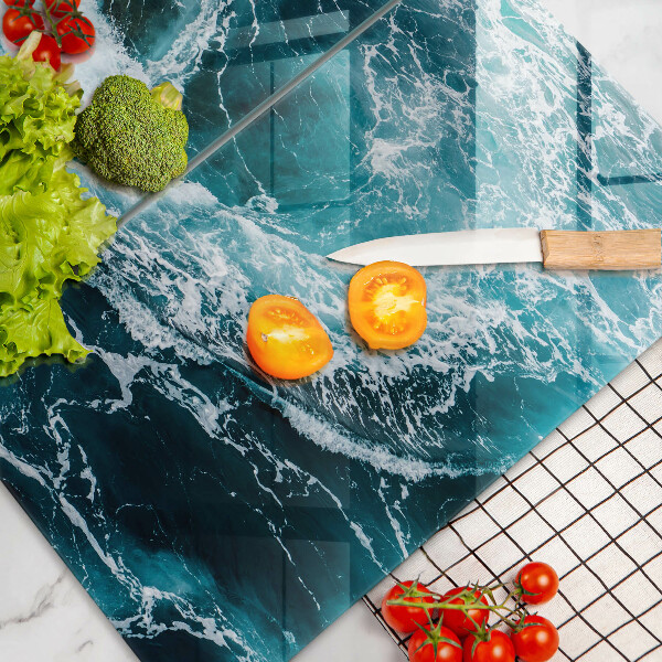 Tábua de cortar de vidro Ondas espumosas de água