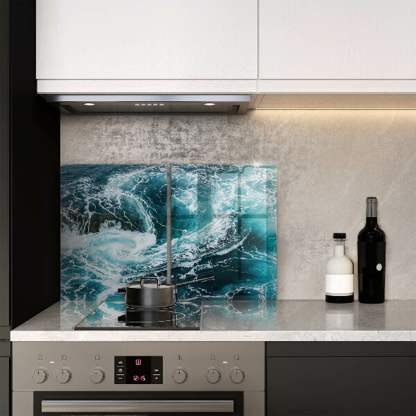 Tábua de cortar de vidro Ondas espumosas de água