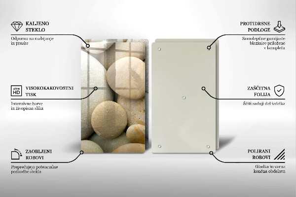 Tábua de cortar de vidro Padrão de pedras ovais