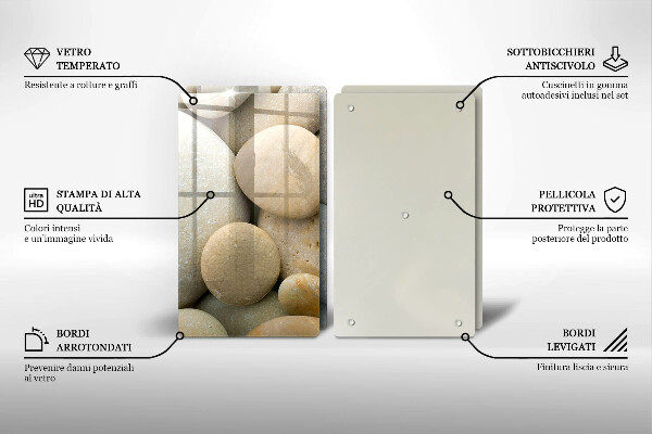 Tábua de cortar de vidro Padrão de pedras ovais