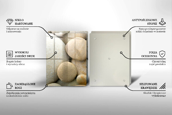 Tábua de cortar de vidro Padrão de pedras ovais