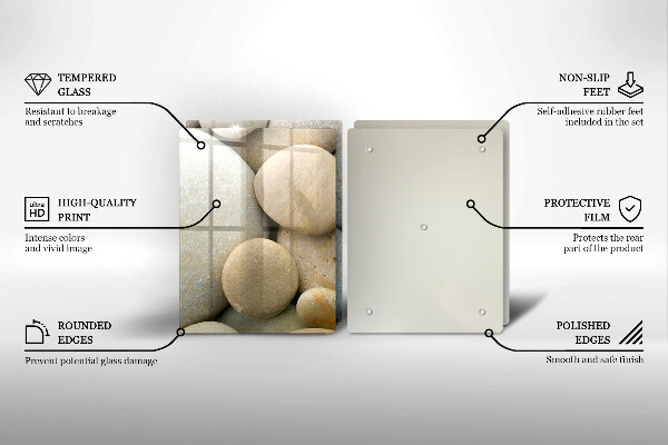 Tábua de cortar de vidro Padrão de pedras ovais