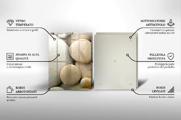 Tábua de cortar de vidro Padrão de pedras ovais