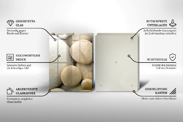 Tábua de cortar de vidro Padrão de pedras ovais