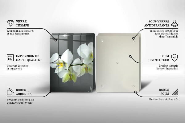 Tábua para corte Flores de orquídea branca