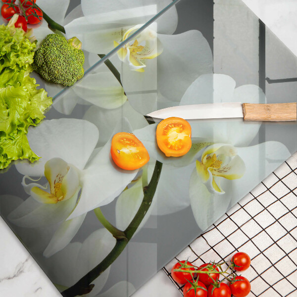 Tábua para corte Flores de orquídea branca