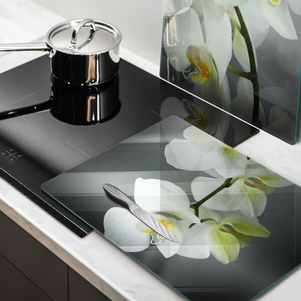 Tábua para corte Flores de orquídea branca