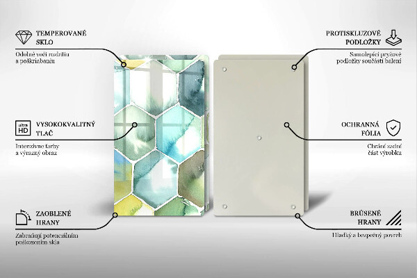 Tábua de vidro Hexágonos em aquarela