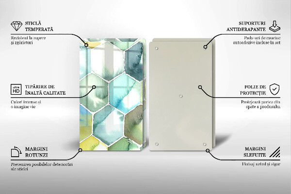 Tábua de vidro Hexágonos em aquarela