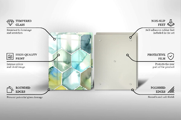 Tábua de vidro Hexágonos em aquarela